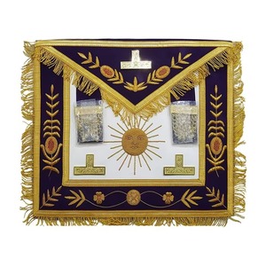เข็มขัด Past Master Blue Lodge สีทอง ประดับโลหะทองเหลืองรูปพระอาทิตย์  แบบสามชั้น บริการ OEM ผ้ากำมะหยี่ลายชาติพันธุ์ ปรับแต่งได้ รุ่น MAP-0130 - Product Image 1