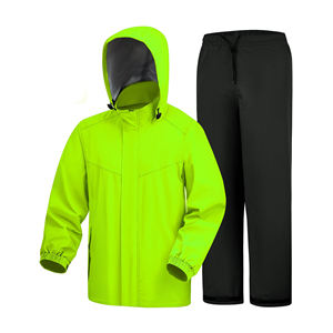 Combinaison de pluie à capuche haut de gamme avec logo personnalisé, légère, imperméable, ajustement réglable, pour toutes les conditions météorologiques - Product Image 1