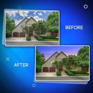 Servicio de Edición de Fotos de la Mejor Calidad de Día a Dusk con Reemplazo de Cielo, Iluminación Cálida y Efecto Cinematográfico para Propiedades Inmobiliarias Disponible para la Venta - Product Image 1