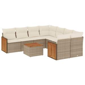 Ensemble de canapés de jardin en rotin PE beige 9 pièces - Product Image 2
