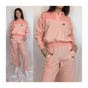 OEM Custom <b>Women</b> Pink Matching Set Casual Collared <b>Top</b> and Elastic Waist Summer Pants Fashion Hoodies Set Supplier - Product Image 1