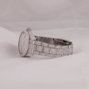 Iced Dial Quartz <b>Watch</b> Stainless Steel <b>Bracelet</b> Analog Calendar Wristwatch for <b>Women</b> - Product Image 3