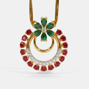 Collar de Lujo para Mujer, Chapado en Oro de 18K, con Colgante de Rubí, Esmeralda y Diamante, Diseño de Flor, Cadena de Serpiente, Joyería para Fiesta - Product Image 1