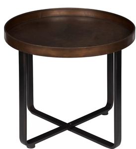 Table d'appoint moderne en fer avec plateau en bois, idéale pour les décors contemporains aux lignes épurées et à la forme fonctionnelle - Product Image 3