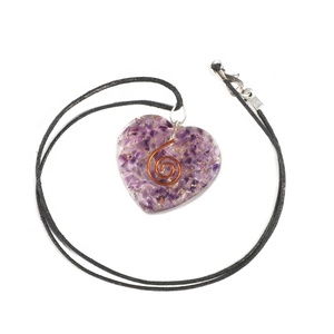 Wholesale Gemstone Chakra Pendants with <b>Crystal</b> Stones Bonded Heart Shape Feng Shui Pendant - Product Image 6