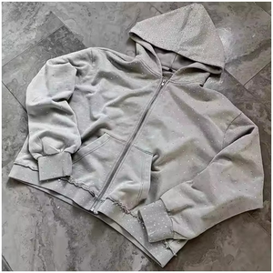 Nouveau sweat à capuche pour homme en coton 100% avec effet délavé et strass, collection automne 2026 Razer Impex |   Pull-over épais |   2 pièces en gros, offre spéciale - Product Image 5