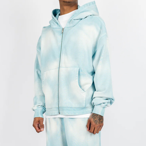 Sudaderas con capucha y cremallera personalizadas con logo y puños de punto acanalado para marcas de ropa masculina - Product Image 4