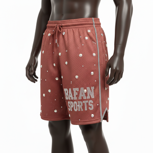 Pantalones cortos deportivos de malla para hombre, de alta calidad, poliéster, tejido de malla GSM suave y transpirable, panel lateral con logo termoadhesivo, pantalones cortos de malla para entrenamiento. - Product Image 4