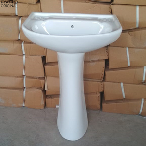 Avro-repo Lavabo 56 avro-sop Set alas Gloss putih desain Modern keramik wastafel pengering tahan air mudah dibersihkan - Product Image 5