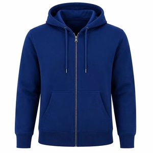 Sudadera con Capucha y Cierre para Hombre, Color Morado, Corte Regular, Informal, de Felpa, Tejida, para Otoño, Diseño de Color Sólido - Product Image 3