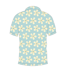 เสื้อโปโลผู้ชายพิมพ์ลายดอกไม้สีฟ้าลำลองฤดูร้อนแขนสั้นลายเดซี่เสื้อโปโล - Product Image 2