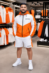 REXFIT SPORTS 2026 Conjunto Deportivo Personalizado al por Mayor para Hombre, Chaqueta Cortavientos de Nailon y Pantalones Cortos, Chándal con Capucha en Bloques de Color para Entrenamiento en el Gimnasio - Product Image 5