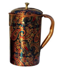 Carafe à eau en cuivre avec poignée, finition martelée, design vintage pour la salle à manger - Product Image 5