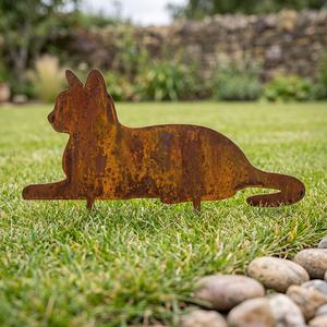 Décoration de jardin en métal en forme de chat, piquet de jardin en métal rouillé, résistant aux intempéries, ornement extérieur vintage, thermolaqué - Product Image 5