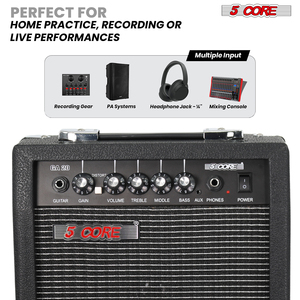 Amplificador de Bajo Eléctrico de 5 Núcleos, Modelo GA 20 BLK NW, 20W, Portátil, Mini, de Pie, con Altavoz Integrado de 6.5 Pulgadas, Entrada Auxiliar y Conector para Auriculares - Product Image 2