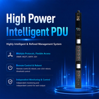PDU intelligent haute puissance triphasé 380V 63A avec 2 prises C19 et 6 prises C13 à bouton de verrouillage, contrôle et surveillance individuels SNMP