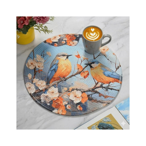 European Style Woven Organic Cotton 45x30cm <b>Table</b> <b>Cloth</b> Floral Maroon Wahable Embroidered Waterproof Oil Resistant Insulated - Product Image 5
