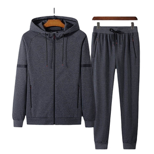 Custom Design High Quality Cotton Casual Wear <b>Full</b> <b>Zip</b> <b>Hoodie</b> Jogger Pants Wholesale Hooded Tracksuit Custom Logo Solid Colour - Product Image 1