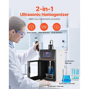 Omogeneizzatore a Ultrasuoni 2-in-1 da 2000W con Sonda in Lega di Titanio da 0,79 Pollici, Frequenza 20KHz, Timer Continuo, Componente Centrale Motore a Impulsi - Product Image 2