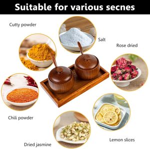 2 Pcs Acacia Wood Eco-Friendly Machine Crafted Stackable Moisture-Proof <b>Spice</b> <b>Jars</b> & Sugar Bowl Flip Top Lids for Pantry Storage - Product Image 4