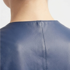 Chaleco de Motocicleta de Cuero Genuino para Mujer, Transpirable, para Invierno, Cuello en V, Sin Mangas, con Botones - Product Image 5