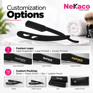 Nekaco Barber <b>Straight</b> Razor Shavette Super Stainless Steel Replaceable Single Blade Folding Face Shaving Razor Custom Logo OEM - Product Image 4