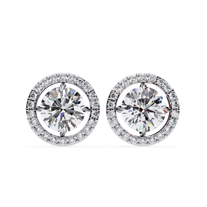 Round Cut Moissanite Halo Stud <b>Earrings</b> 6mm Center Stone with 1.10mm 44 Side Stones D VVS Moissanite Diamond <b>Earrings</b> 14K Gold - Product Image 1