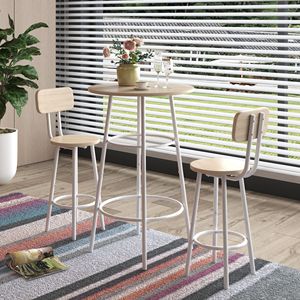 Tavolo da Bar con 2 Sgabelli con Schienale e Divisorio, Set Completo di Arredamento - Product Image 2