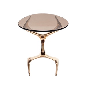 โต๊ะข้างโลหะดีไซน์ทันสมัยพร้อมฐานแบบนามธรรม หน้าโต๊ะทรงกลม เหมาะสำหรับห้องนั่งเล่น โรงแรม และร้านกาแฟ - Product Image 3