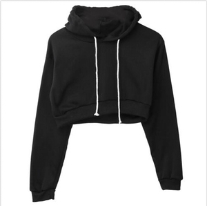 Wholesale <b>Women</b> Cropped <b>Hoodie</b> Long Sleeve Solid Color Pullover Drawstring Hooded Sweatshirt Casual Breathable Autumn Wear - Product Image 6