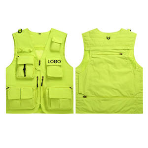 Gilet de travail jaune haute visibilité avec plusieurs poches, unisexe, équipement de sécurité en polyester - Product Image 1