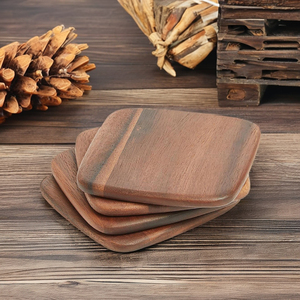 Acacia Wooden Coasters, One Size, Natural Wooden Tea Cup Coaster Coffee Drinks <b>Placemat</b> - Product Image 5