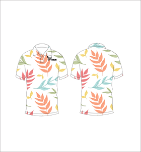 เสื้อโปโลพิมพ์ลายใบไม้เขตร้อนสำหรับผู้ชาย พิมพ์ลายทั่วตัว แขนสั้น สไตล์ลำลอง เหมาะสำหรับเล่นกอล์ฟ - Product Image 1