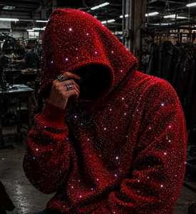 Men's 100% Cotton Digital Printing Glitter Print Hooded Sweatshirt Fleece Casual Streetwear <b>Hoodie</b> Regular Fit <b>Summer</b> - Product Image 2