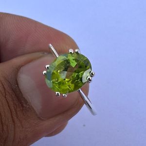 Oval Peridot <b>Ring</b> 925 Sterling Silver August Birthstone Jewelry Elegant Minimalist Gemstone <b>Ring</b> Gift For Her Luxury Gift - Product Image 5