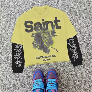 Custom Design Men's Double-Layer Thermal Long Sleeve T-shirts Oversize Boxy <b>Drop</b> Shoulder T-Shirt for Men Street Style <b>Box</b> Tee - Product Image 5