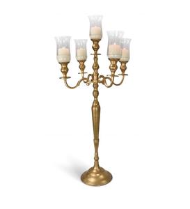 Grand chandelier en cristal avec perles argentées, support de sol en forme de coupelle de cristal, support chromé à cinq bras, centre de table de luxe en cristal - Product Image 3