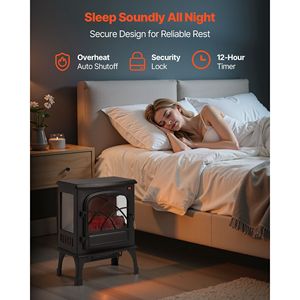 Caminetto Elettrico Portatile da 25,5 Pollici, Stufa Riscaldante 1500W 5120BTU con Protezione dal Surriscaldamento e Funzioni Regolabili - Product Image 3