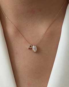 <b>Initial</b> Toi Et Moi Marquise Cut Lab Grown Diamond Pendant <b>Necklaces</b> Bezel Set Solitaire Layering Fine Jewelry 10K 14K Solid Gold - Product Image 1