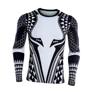 Men's UPF 50+ Compression <b>Long</b> <b>Sleeve</b> Rash Guard with Front Custom Logo Sporty Summer Sports Gym <b>Top</b> for MMA - Product Image 1