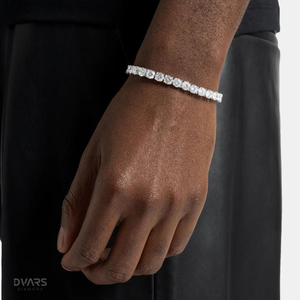 Pulsera de tenis de lujo para hombre estilo Hip Hop con moissanita, cadena con incrustaciones de 4 puntas, plata 925, chapado en oro de 18K, diamante Dvars - Product Image 1