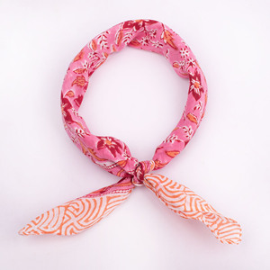 Pink Floral Cotton <b>Square</b> <b>Scarf</b> Multifunctional Casual Bandana Spring Summer Bohemian Style Washable Soft Face Cover - Product Image 5