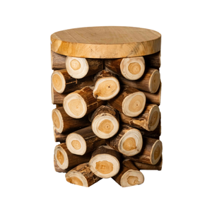 Apartment Villa Warehouse Hotel Premium Luxury Rustic Teak Branch <b>Stool</b> Handcrafted Artisan Solid Craftsmanship ARTERRA - Product Image 1