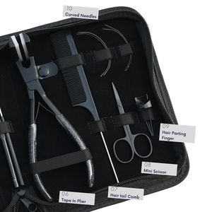 Complete Hair Extension Tools Kit Microbeads Tape In Plier Keratin Bond Cutter Hook Loop Wire Comb <b>Needle</b> Scissor Parting Finger - Product Image 4