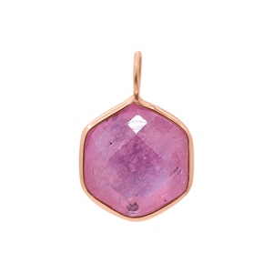 Colgante Solitario de Turmalina Rosa Hexagonal Facetada Natural en Oro Amarillo Sólido de 18K al por Mayor, Joyas Memoria - Product Image 2