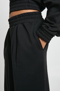 Pantalon de jogging noir pour femme, taille haute, coupe large et droite, avec cordon de serrage, décontracté, ample, pour le loisir, vente en gros - Product Image 4