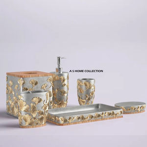 Ensemble de salle de bain en acier inoxydable texturé martelé, finition brillante, formes arrondies, cinq pièces, idéal pour les hôtels - Product Image 6