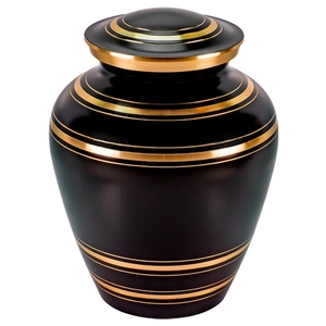 Urna Funeraria de Aluminio Negra y Dorada, Grande, Resistente, para Cenizas Humanas, Venta al Por Mayor - Product Image 1