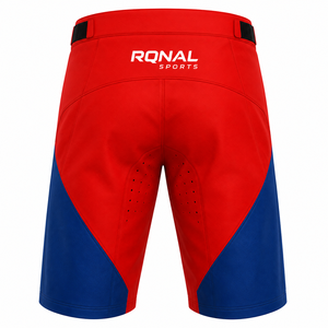 Rqnal กางเกงขาสั้นขี่จักรยานสำหรับผู้ชายสีแดงสีน้ำเงิน, แห้งเร็วสไตล์พอดีตัวยาวสั้นขนาดผู้ใหญ่ - Product Image 2
