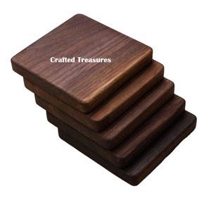 Wholesale Custom Natural Round square Acacia Wood Coaster 5Pcs Drink <b>Pot</b> <b>Tea</b> Coffee <b>Cup</b> Plain Blank Wooden coaster - Product Image 1